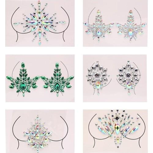 Acrylic Crystal Nipple Cover Sticker Adhesive Breast Chest Paste Sexy Stickers Tattoo Sticker Accessories Bra Bra Pad Sticker