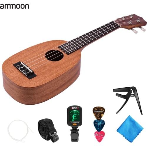 Ammoon 23 Inch Pineapple Shaped Ukulele Kit 4 String Guitar Ukelele with Gig Bag Tuner Ukulele Strings Capo 3pcs Picks Uke Strap