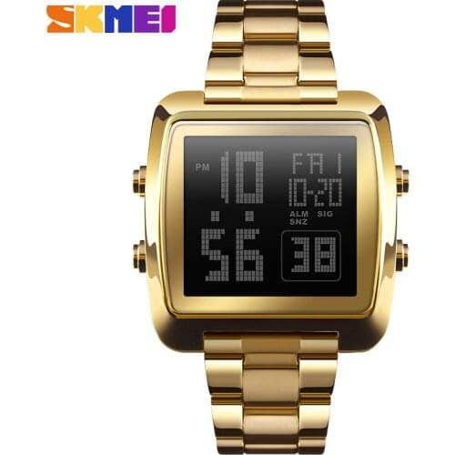 SKMEI Casual Style Sports Mens Watch Full Steel Waterproof Electronic LED Digital Wrist watches Fashion Clock Male relogio