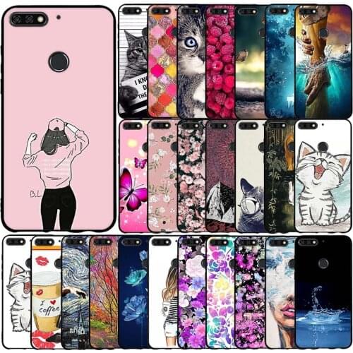 For Huawei Y7 2018 Case Flower Animal Cover Silicone Case For Huawei Honor 7C 7 c Bumper Shockproof Phone Case Coque Bumper Etui