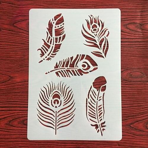 CraftArtGo DIY Feather Stencils Painting Scrapbook Coloring Cake decorating sugar powder sieve printing mold printing table