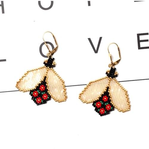 FAIRYWOO Simple Miyuki Earring Animals Earring Women Luxury Jewelry Gifts Accessories Bee Pendant Drop Earrings Handmade Crystal