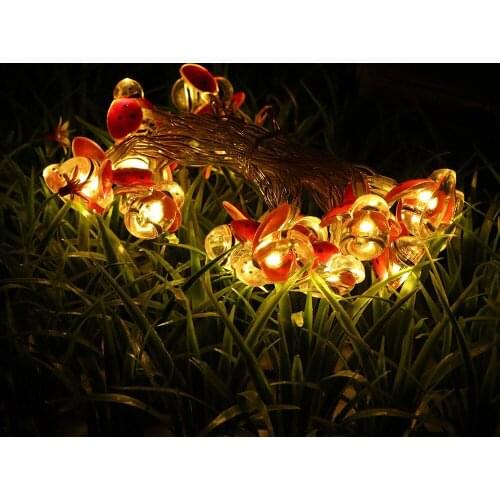 Battery Operated 10/20 LED Ladybug String Lights Christmas Holiday Lights Waterproof Outdoor Garden Fence Patio Decoration Light