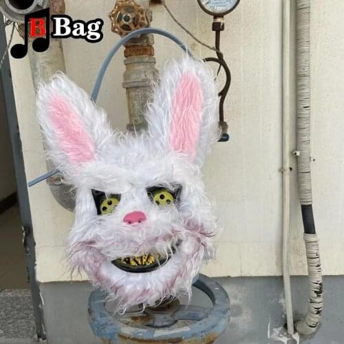 Gothic Halloween Womens Hot Girl terror shoulder bag Handbag Y2K bloody rabbit Plush mask bag Female Tote