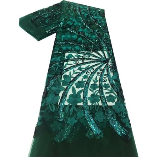 SJ Lace African Net Lace Fabric High Quality Sequins Embroidery Nigerian Lace Fabrics French Tulle Lace for Wedding jl5-60