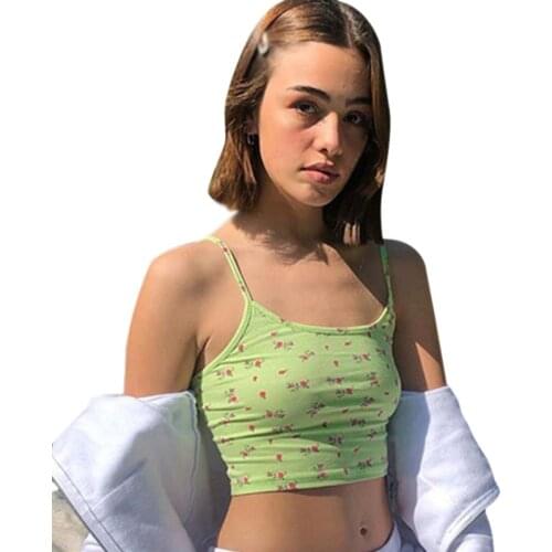 Summer Hot Sale Purple Sleeveless Crop Tops Womens Flowers Printed Camisole Solid Basic Tees Casual ladies Tank Tops