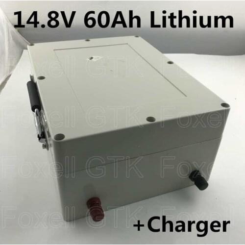 High capacity 60Ah 14.8v lithium battery pack li ion for electric scooter camping light solar power sytem home ESS +charger