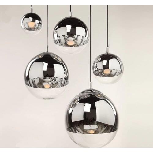 Creative simple modern space glass electroplating ball chandelier dining room living room bedroom bedside cafe LED chandelier