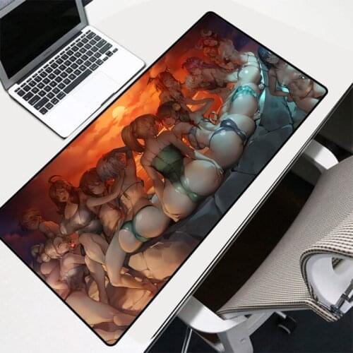 Mairuige Animation Mouse Pad Black Locking Sexy Girls Laptop Office Game Accessories Large Mousepad Desk Mat XXL