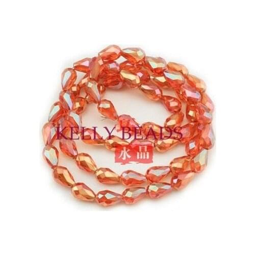 Fashion beads wholesale 295pcs 8*11mm Orangered AB Faceted Crystal Beads For Necklace/Bracelet/Earring DIY Jewelry Making