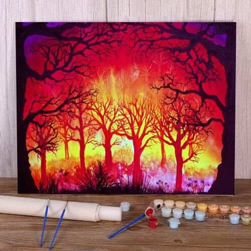 Natural Scenery Spooky Night Coloring By Numbers Painting Package Oil Paints 50*70 Canvas Pictures Handmade Adults Drawing
