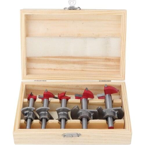 ANENG 5pcs Forstner Drill Bit Set Woodworking Hole Saw Wood Cutter Opening Diameter 15/20/25/30/35mm With Wood Box