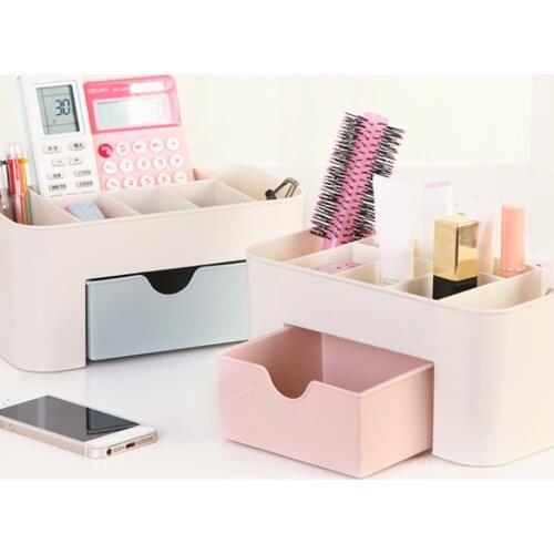 Desktop Makeup Organizer Plastic Storage Box Cosmetic Organizer Makeup Storage Case Cosmetics Holder Jewelry Box With Drawer