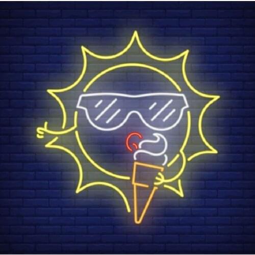 Custom Sun Neon Ice Cream Neon Led Neon Light Sign Decor for Home Room Restaurant Sale Shop Business Neon Party Led neon sign