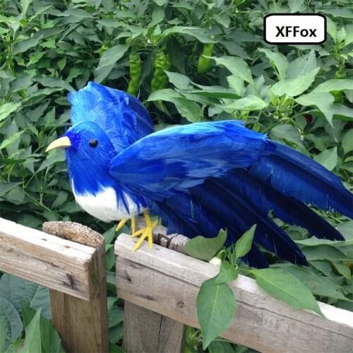 New simulation wings bird model foam&furs blue bird toy gift about 22cm xf0538