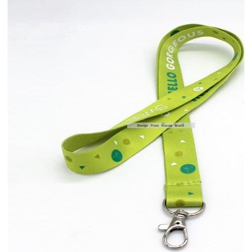 Wholesale Custom Lemon Green Polyester Neck Strap Lanyard ,logo text Print Cheap Lanyards For key phone ID pouch holder