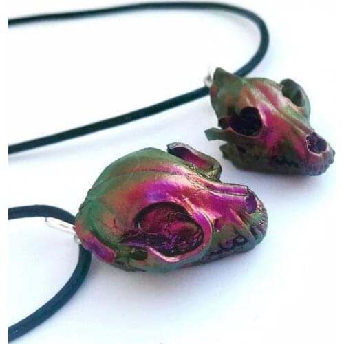 Faux Taxidermy Skull Necklace Gothic Witchy Pagan Wiccan Gift Gothic Style Necklace Resin skull, chameleon color