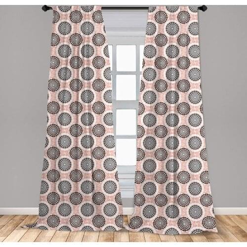 Peach Curtains Symmetrical Circular Shapes Pattern Abstract Background Soft Color Image Print Window Drapes for Living Room