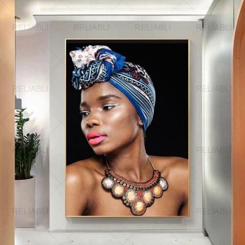 Black Gold African Nude Woman Portrait Canvas Painting Cuadros Posters and Print Scandinavian Wall Picture for Living Room Decor