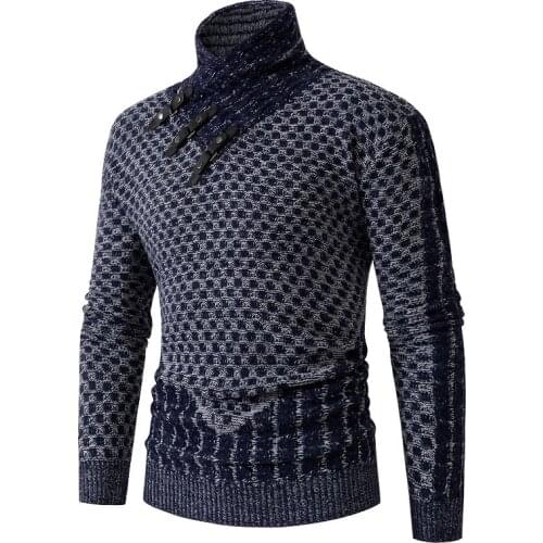 Casual Slim Knit Sweater Pullover Harajuku Sweater Autumn and Winter Long Sleeve Scarf Collar Color Block Sweater Mens S-3XL