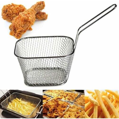 Electroplate Stainless Steel Mini Frying Basket Mesh Portable French Fries Baskets Strainer Net Qualified Cooking Kitchen Gadget