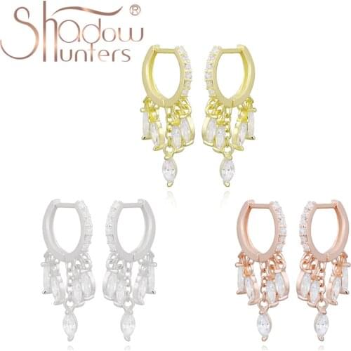 SHADOWHUNTERS 925 Sterling Silver Crystal Water Drop Earrings For Women Wedding Jewelry Clear Zircon CZ Luxury Earrings Piercing