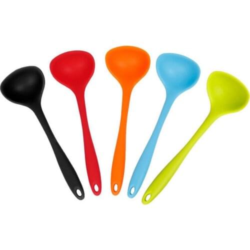Silicone Soup Spoon Household Tableware Long Handle Porridge Spoon Rice Ladle Tableware Meal Dinner Scoops Kitchen Accessories
