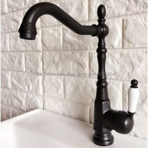 Modern Style Bronze Black Bathroom Sink Faucets Deck Mounted Vessel Basin Faucet Hot and Cold Water Mixer Taps Nnf387