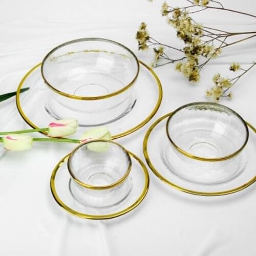 Phnom Penh Glass Tableware, Creative Steak Plate, Banquet Fruit Salad Plate Tray, Home Exquisite Bowl Set