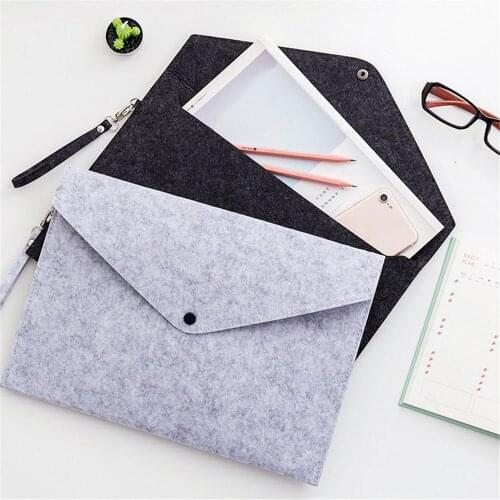 Nordic Grey Felt Organizer Bag Portable Business Office Storage Bags Simple Pen A4 Paper Sundries Finishing Pouch
