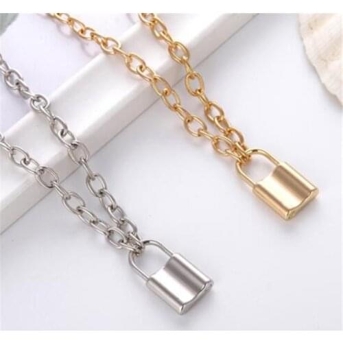Trendy Fashion Gold Sliver Color Lock Choker Necklace Woman Collar PadLock Pendants Necklaces Summer Beach New GIFTS