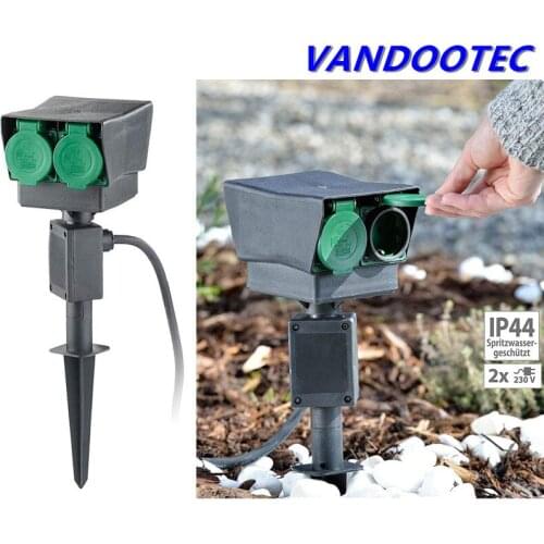 Outdoor Socket 2-Way EU Plug Ground Spike 3680W 16A Energy Column Waterproof Power Socket Outlet For Garden Décor Lawn Mower