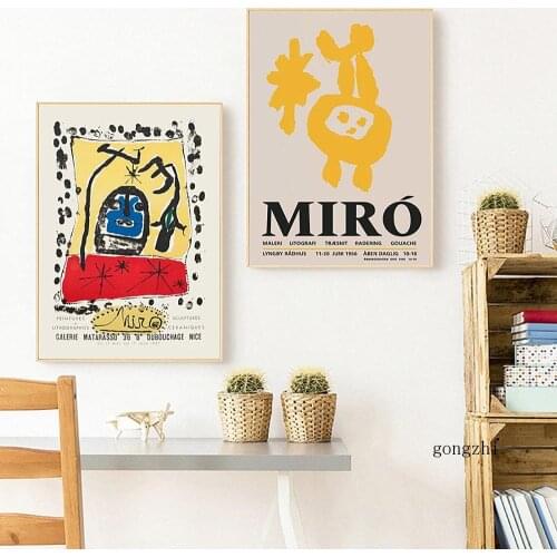 Vintage Abstract Posters and Prints Famous Joan Miro Exhibition Painting Nordic Minimalist Wall Art Pictures Bedroom Home Decor