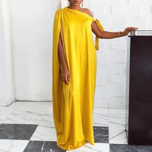 VONDA Summer One Shoulder Solid Pleated Long Maxi Dress Women Casual Shorts Sleeve Baggy Bow Dresses Bohemian Vestidos Oversized