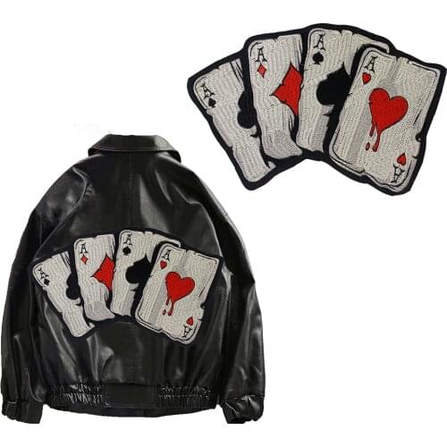 Embroidery Badge Card Poker A Patches Iron on Punk Bike Style Applique Decoration DIY Craft