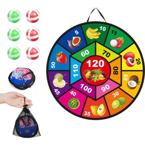 Funny Kids Game Dart Board Set Foldable Wall Hanging Dart Throwing Sticky Ball Target Toys with Toy Storage Bag Indoor Leisure