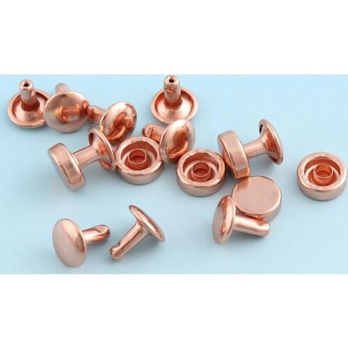 Double Cap Rivets 100sets 9mm Rose Gold plated Rivets Nails Metal studs Leathercraft Round Studs for Bag Garment Bracelet