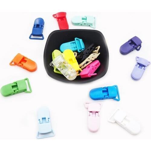 Chenkai 10PCS 20mm Plastic Baby Pacifier Clips Dummy Suspender Clips Mix Colors Soother Holder For Baby Feeding Accessories