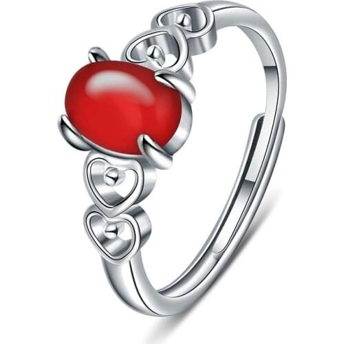 Vintage Rings 925 Silver Jewelry for Women Wedding Engagement Promise Party Ornament Oval Shape Zircon Gemstone Open Finger Ring