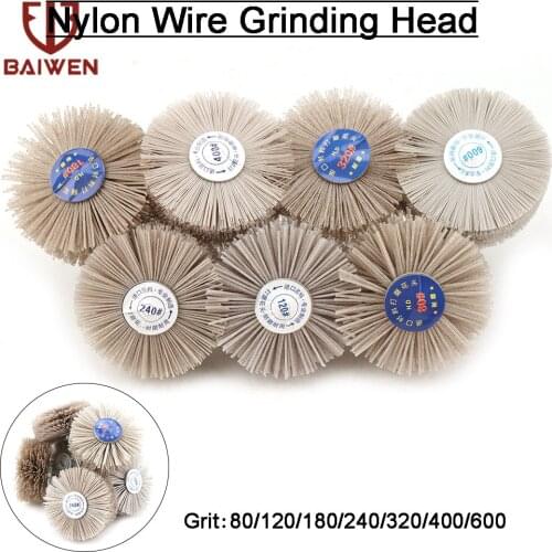 1pc Abrasive Wire Grinding Flower Head Nylon Wire Brush Deburring Grinder For Wood Furniture With 1/4'' Shank