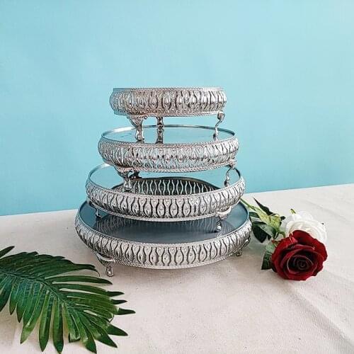 1pcs Gold Silver Electroplate mirror Cake Stand Wedding Birthday Party Dessert table decoration