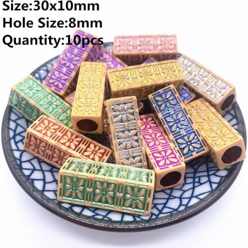 New 30x10mm 10pcs Retro Acrylic Beads Imitation Wood Beads Oval Shape For Handmade DIY Necklace Jewelry Accessories Making#15