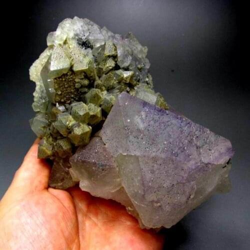 1240g Purple Fluorite+Quartz+Calcite+Arsenopyrite - crystals and stones healing Mineral specimen Home Decor feng shui decoration