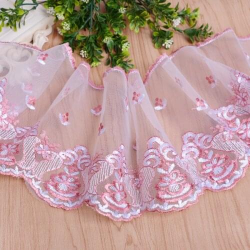 14Yards Wedding Lace trim Polyester Applique Mesh Lace Fabric Ribbon Lace Trimmings For Sewing DIY Bridal Dress Decoration