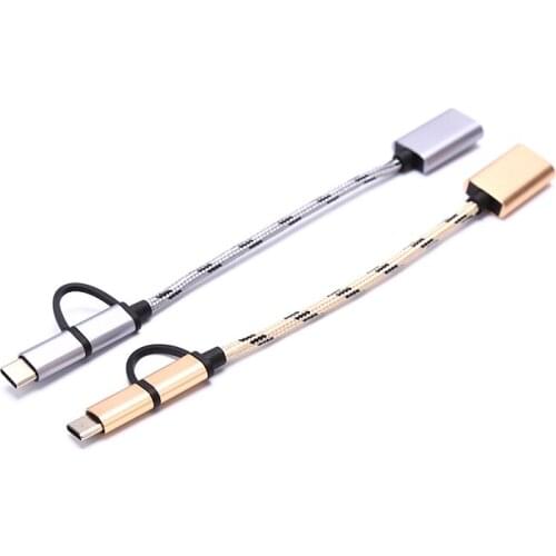 2 in 1 USB 3.0 OTG Adapter Cable for Micro USB Type C Data Sync Adapter