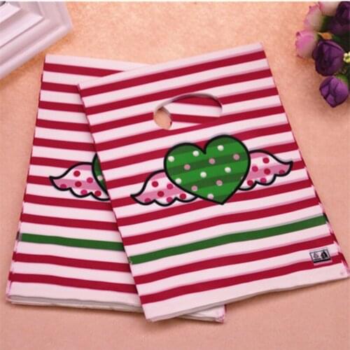 2016 Hot Sale New Design Wholesale 100pcs/lot 15*20cm Angel Plastic Shopping Bags With Handle Present Gift Packaging Bags