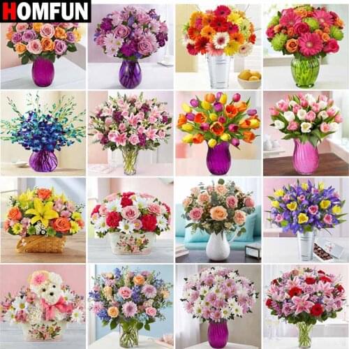 HOMFUN Diy 5d Diamond Painting "Bouquet landscape" Cross Stitch Square Round Diamond Embroidery Handwork Rhinestone Art