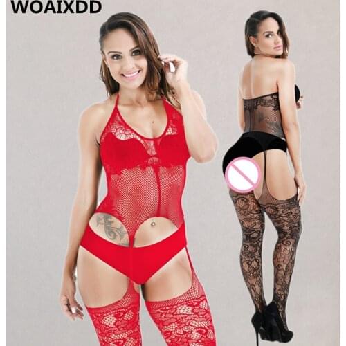 Black Sexy Erotic Lingerie Women Hot Bodysuit Sexy Costumes Transparent Intimates Women Bodystockings Open crotch Sex Products