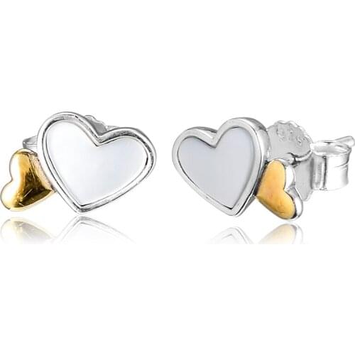 CKK 925 Sterling Silver Luminous Hearts Stud Earrings for Women Fine Jewelry Silver 925 Earrings pendientes mujer
