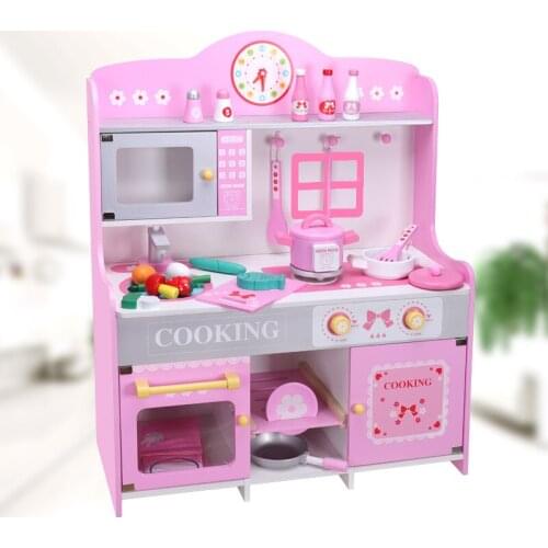 Childrens Play House Wooden Simulation Kitchen Pink Drawing Board Fruit Cut To See Boys And Girls Baby Kitchenware